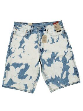 NWT Levi's 469 Men's 34x12 Loose Bleached Wash Denim Jeans Shorts Baggy Preppy